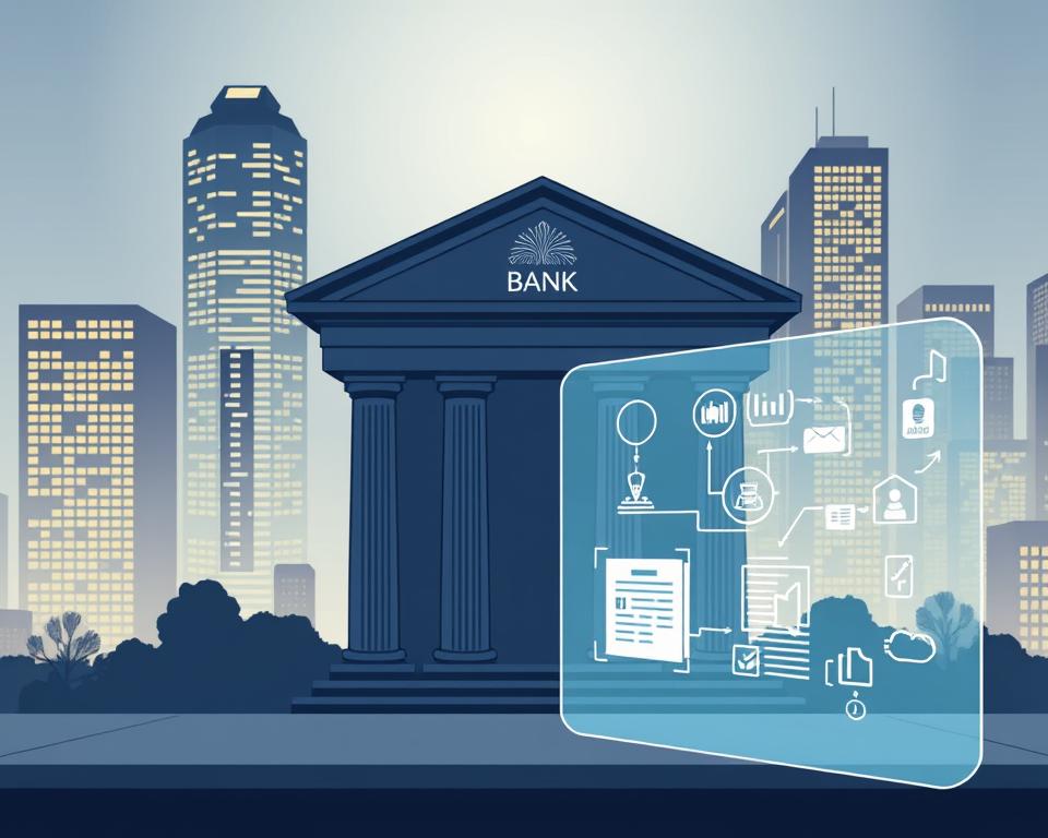 Detailed illustration of open banking regulations, featuring a sleek, modern interface with a stylish bank logo and icons representing key regulatory aspects. A well-lit cityscape with skyscrapers in the background sets the scene, conveying a sense of sophistication and progress. In the foreground, a transparent glass panel displays a holographic representation of legal documents and data flows, highlighting the transparency and interconnectedness of the open banking ecosystem. Subtle, muted colors and clean lines create a professional, yet approachable atmosphere, reflecting the balance between innovation and regulatory oversight. Detailed illustration of open banking regulations, featuring a sleek, modern interface with a stylish bank logo and icons representing key regulatory aspects. A well-lit cityscape with skyscrapers in the background sets the scene, conveying a sense of sophistication and progress. In the foreground, a transparent glass panel displays a holographic representation of legal documents and data flows, highlighting the transparency and interconnectedness of the open banking ecosystem. Subtle, muted colors and clean lines create a professional, yet approachable atmosphere, reflecting the balance between innovation and regulatory oversight.
